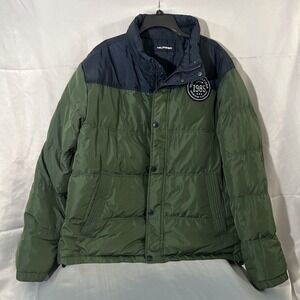 Tommy Hilfiger Blue Green Down jacket Reversible,‎ Mens Puffer Coat Sz 2XL